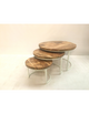 Iron round center table s/3 pcs (Iron stand white wooden natural finish)